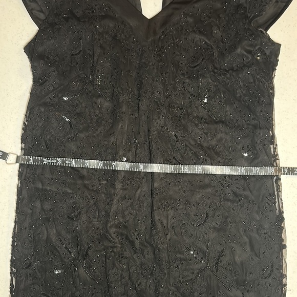 PAUW Silk Blend Beaded Cocktail Dress Scalloped  Trim Tie Back Size 4 - Picture 10 of 11